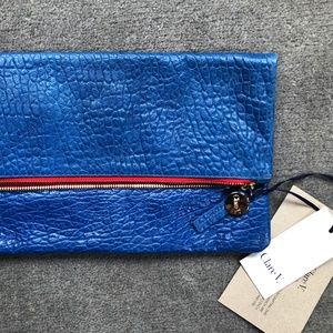 NWT Clare V Foldover Clutch electric blue